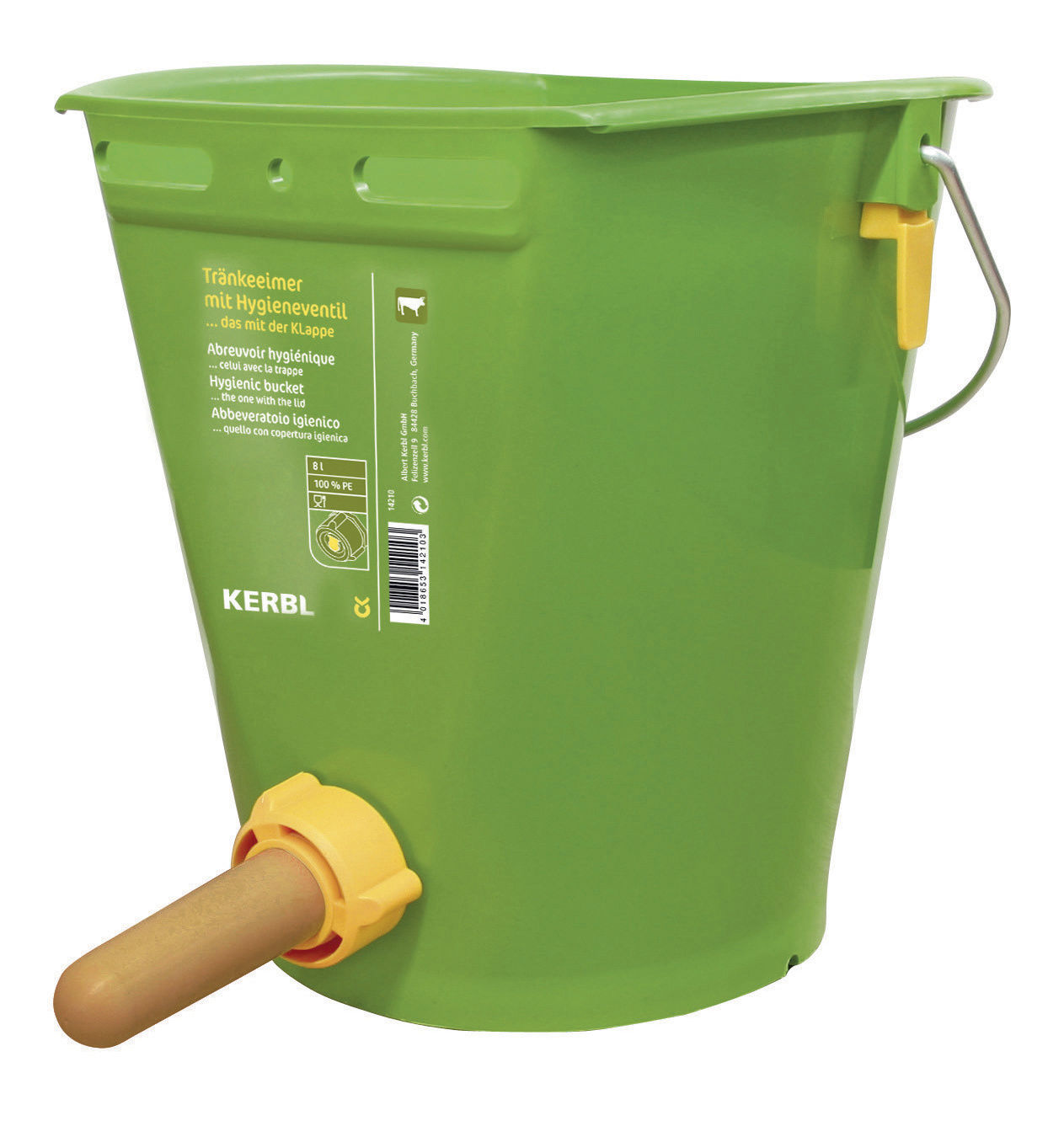Kerbl Hygienetränkeeimer mit Klapp-Ventil, 8 ltr., grün