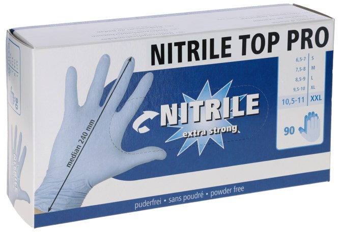 Einmalhandschuhe Nitrile Top Pro, 240 mm, 100 St., Gr. M (7,5-8), blau
